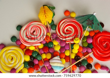 Colorful sweet candy. Traditional cute candies for Seker Bayram Holiday