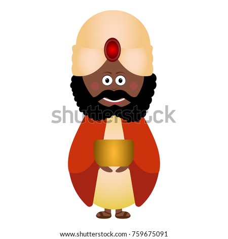 Wise man with a present for Jesus, Vector illustration