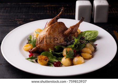 fried quail with cranberries