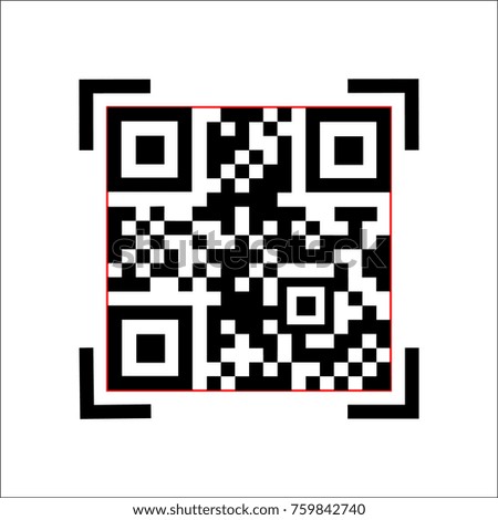 The code of the QR, the identifier of the goods or services. A sample QR code for smartphone scanning. Modern vector illustration in a flat style isolated on  background. 
