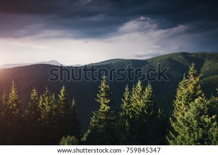 Incredible view of the remote hills. Location Carpathian, Ukraine, Europe. Picture of wild area. Scenic image of hiking concept. Moody weather. Explore the beauty of earth. Explore the environment.