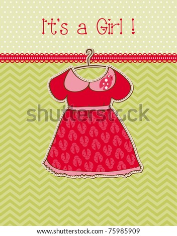 Baby Girl Arrival Card with Place for your text