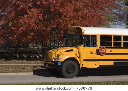 School Bus and fall colors of Chicago