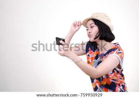 Asian woman tourist selfie