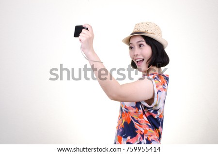 Asian woman tourist selfie