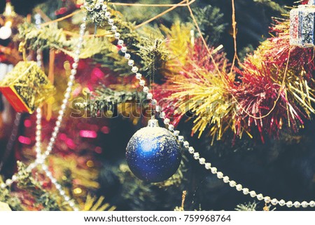 Christmas ball on the branches fir.