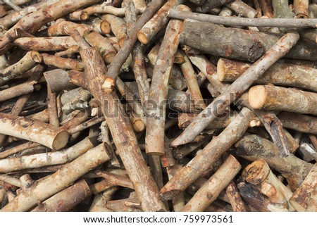 Stack of firewood.Close up firewood background