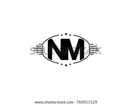 Minimal black vector initial NM logo letter design
