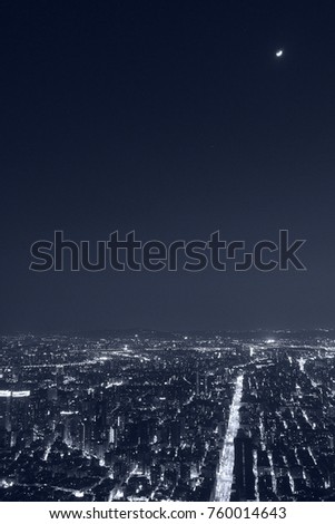 Moon and night view from Taipei 101