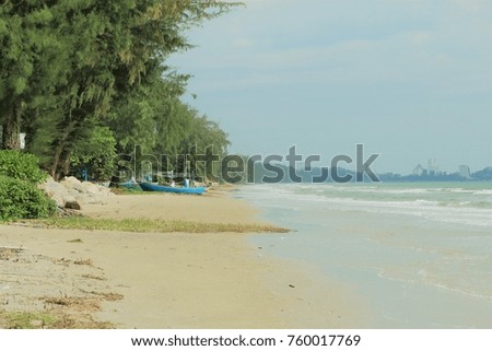 beautiful landscape nature of Sea and beach and wave and blue sky and sunlight in Huahin, Thailand, with vintage or retro picture
