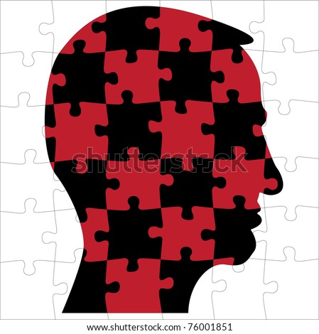 head silhouette from puzzle - illustration