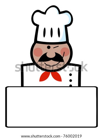 African American Chef Man Face Cartoon Mascot Banner
