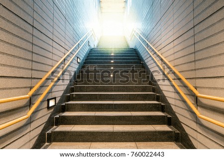 Staircase located in underground hall or subway, Low light speed shutter