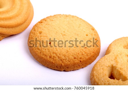 Danish butter cookies, butter cookies on white