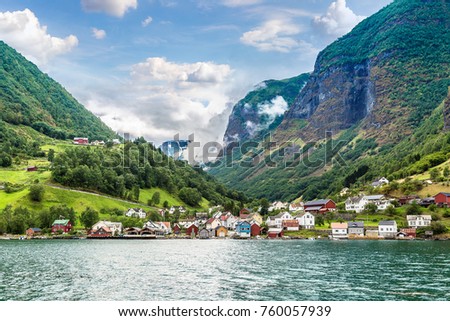 Sognefjord in Norway. Country landscape in a summer day Royalty-Free Stock Photo #760057939