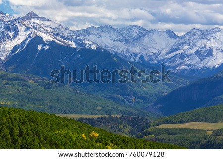 Beautiful mountain landscape in Telluride, Colorado, on a bright sunny day
