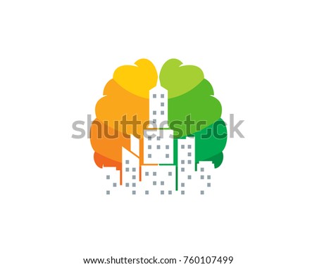 City Brain Icon Logo Design Element