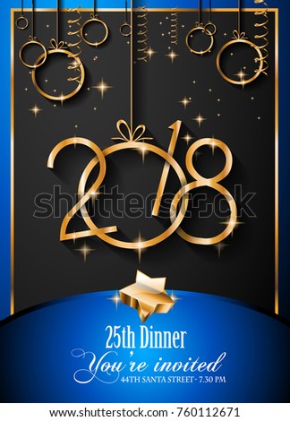 2018 Happy New Year Background for your Seasonal Flyers and Greetings Card or Christmas themed invitations
