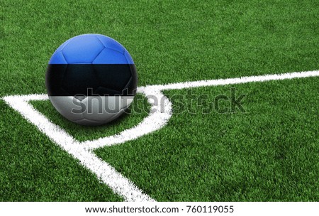 The flag of Estonia is depicted on a football, with a good place for your text