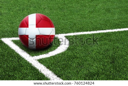 The flag of Denmark is depicted on a football, with a good place for your text