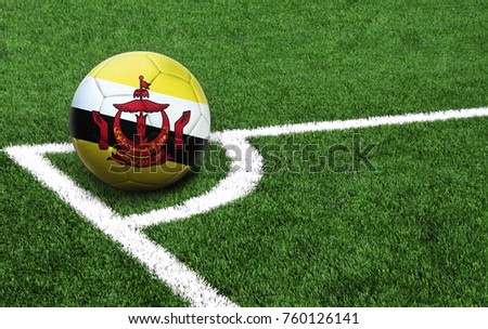 The flag of Brunei is depicted on a football, with a good place for your text