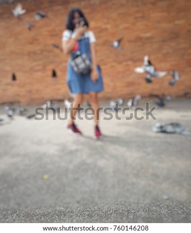 blurred beautiful asian young woman traveling concept.
