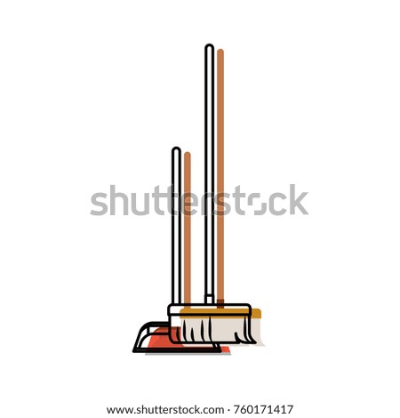 dustpan and broom in colorful watercolor silhouette