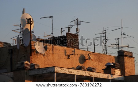 Rooftops with antennas  