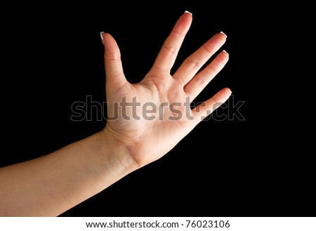 Stop symbol formed by female hand