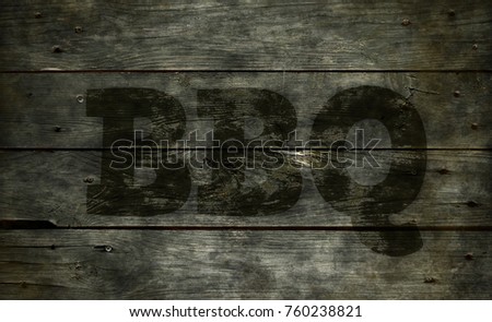 bbq tag on old wooden board background