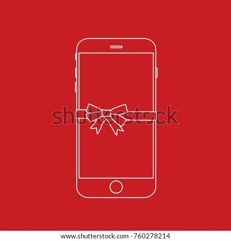 Smartphone with a bow, vector illustration design. Christmas collection.
