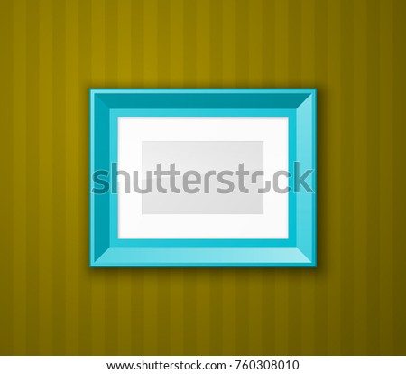 Set of color blank picture frames different sizes. Frame with passepartout hanging on a color wall from the Front. Design empty fotoframe template for Mock Up. Vector illustration