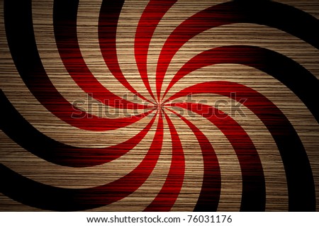 Red grunge swirl on modern  wood background