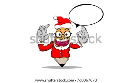 Pencil cartoon with Santa Claus out fit.