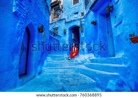 Chefchaouen ,Blue city of Morocco Royalty-Free Stock Photo #760368895