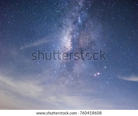 isolated milky way and starry filed background in dark night sky