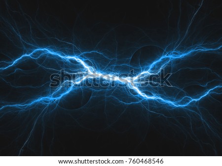 Blue electrical lightning, abstract plasma background  Royalty-Free Stock Photo #760468546