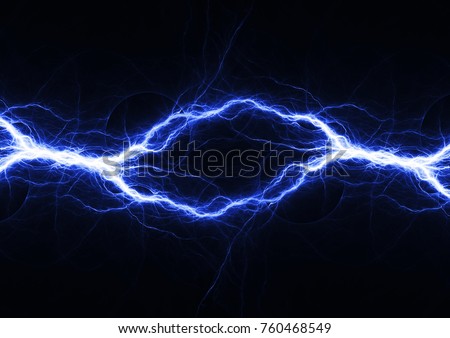 Blue electrical lightning, abstract plasma background  Royalty-Free Stock Photo #760468549