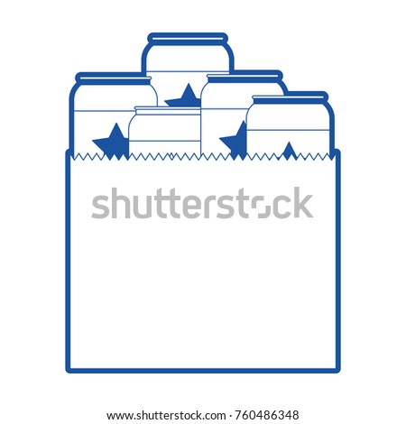 paper bag with canned beers in blue silhouette