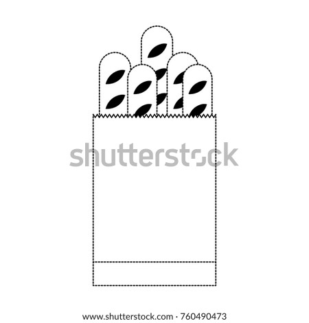 paper bag with french breads in black dotted silhouette