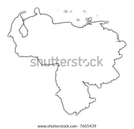 Venezuela outline map with shadow. Detailed, Mercator projection.