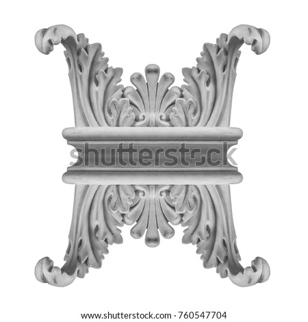Gypsum patterns for frames, columns and interior on a white background