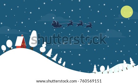 christmas village vector. free space for text. christmas vector
