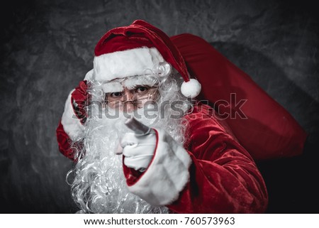 Santa Claus holding red sack,Merry christmas,Happiness to the children,Welcome to winter,Happy new year