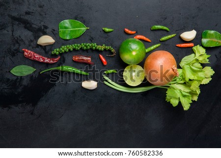Horizontal picture of Seasoning on black table