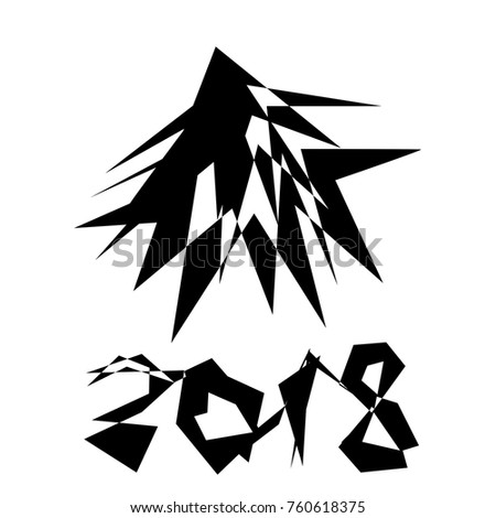 New Year's Christmas tree in abstract style four vector graphics template 2018