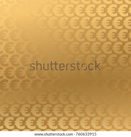 Golden Euro currency symbol. Shiny gold background. Vector illustration.