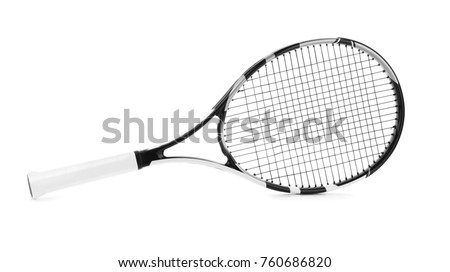 Tennis racket on white background Royalty-Free Stock Photo #760686820