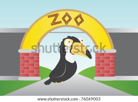 Vector Toucan Illustration in Zoo