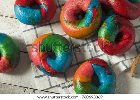 Sweet Homemade Rainbow Bagels Ready to Eat